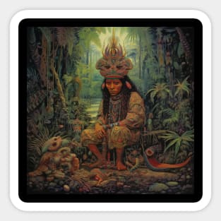 Ayahuasca And the Old Shaman Ritual Sticker